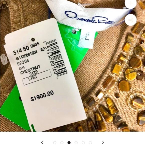 $1900 Oscar De La Renta Embellished Brown Women's Sweater - Picture 3 of 6